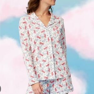 NWT Roller Rabbit Women's Cheetah Garden Polo Pajama Set - Rose Size S